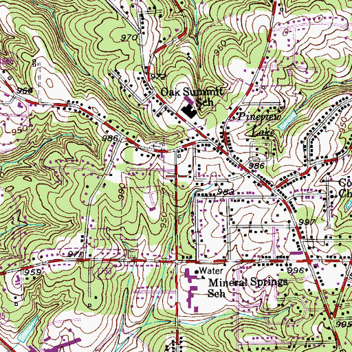 Topographic Map of Mineral Springs Park, NC