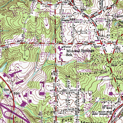 Topographic Map of Mineral Springs Elementary School, NC