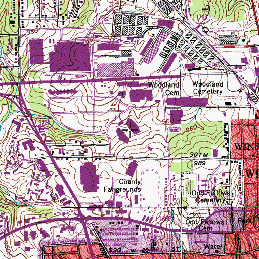 Topographic Map of BB&T Field, NC