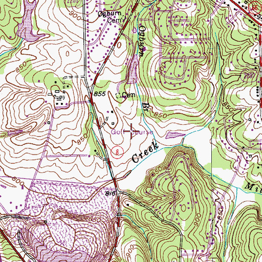 Topographic Map of Pine Brook Golf and Country Club, NC