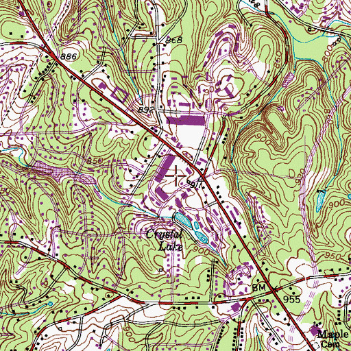 Topographic Map of Reynolda Manor Shopping Center, NC