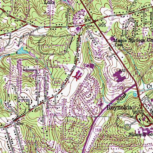 Topographic Map of Speas Elementary School, NC