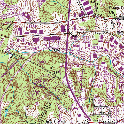 Topographic Map of University Plaza Shopping Center, NC