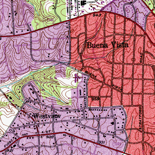Topographic Map of Whitaker Elementary School, NC
