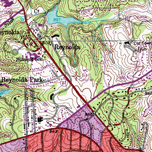 Topographic Map of Reynolda Village, NC