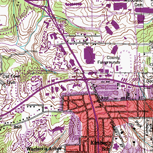 Topographic Map of College Plaza Shopping Center, NC