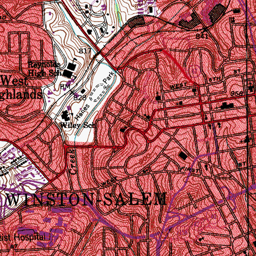Topographic Map of YMCA, NC