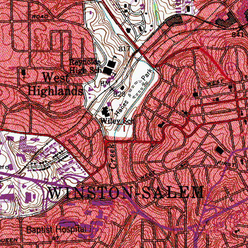 Topographic Map of Brunson Elementary School, NC