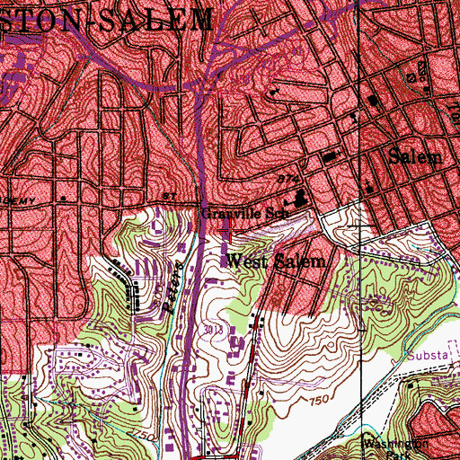 Topographic Map of West Salem Shopping Center, NC