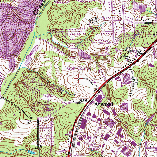 Topographic Map of Hillcrest Golf Club, NC