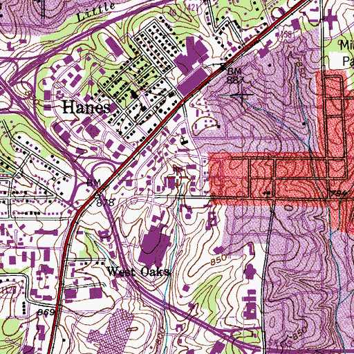 Topographic Map of Forsyth Medical Center, NC