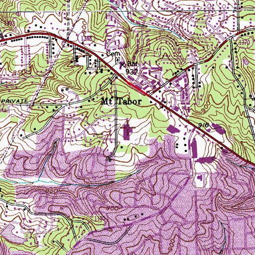 Topographic Map of Jefferson School, NC