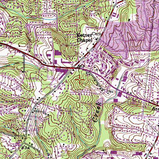 Topographic Map of Vineyard Plaza Shopping Center, NC