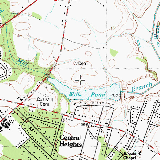 Topographic Map of Goldsboro Junior High School, NC