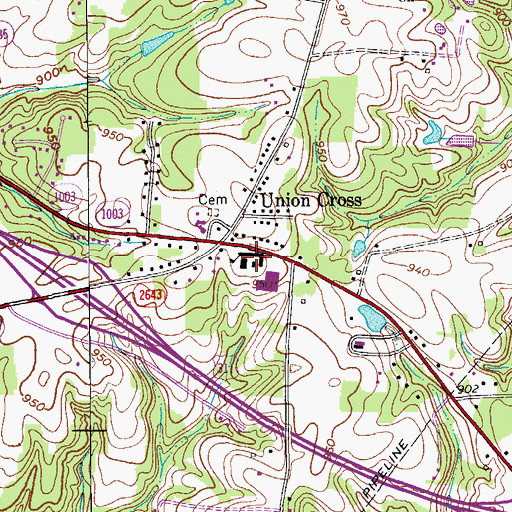 Topographic Map of Union Cross Elementary School, NC