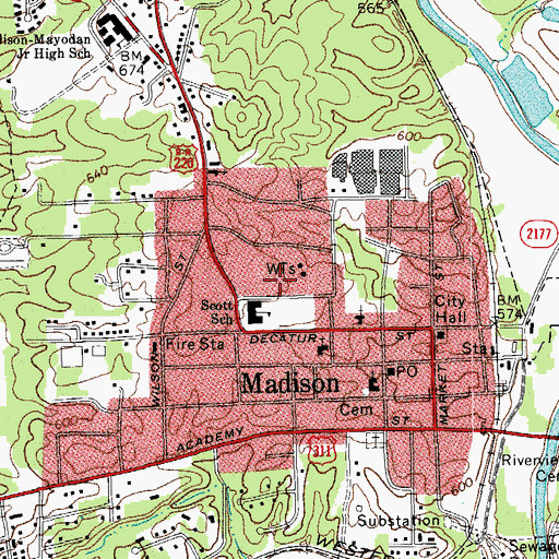 Topographic Map of J C Lassiter School, NC