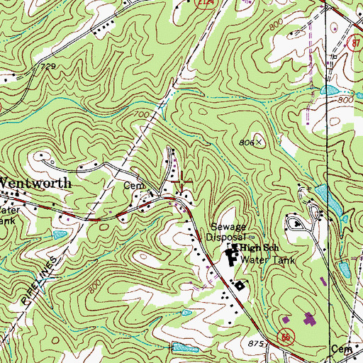 Topographic Map of Wentworth Elementary School, NC