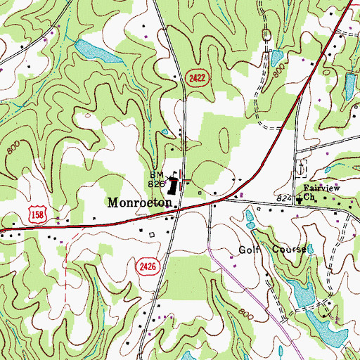 Topographic Map of Monroeton Elementary School, NC