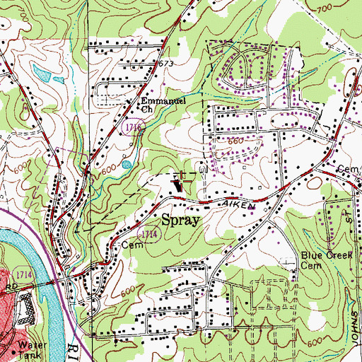 Topographic Map of J E Holmes Junior High School, NC