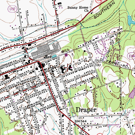 Topographic Map of Draper Elementary School, NC