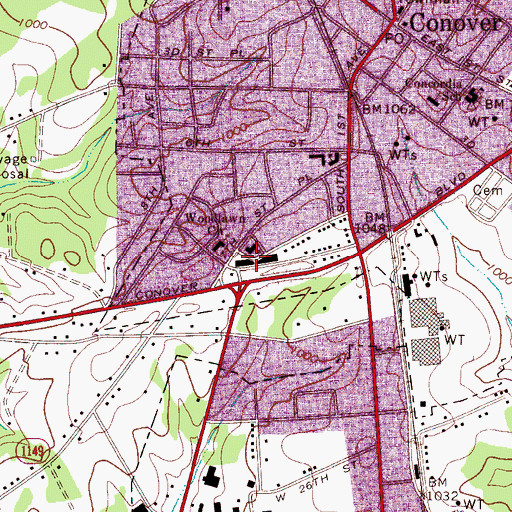 Topographic Map of Villa Park Shopping Center, NC