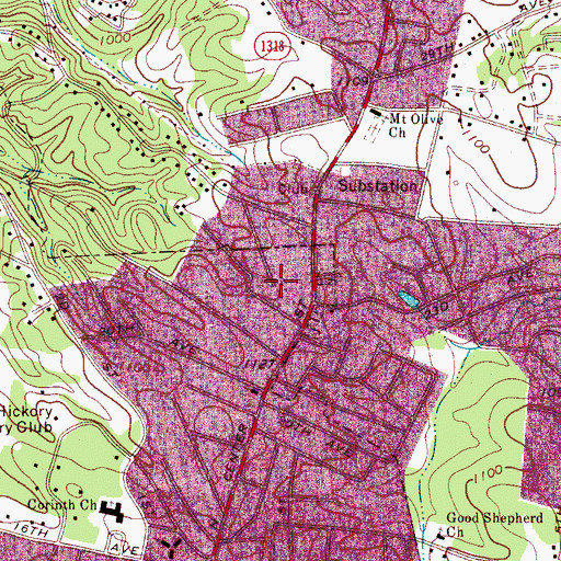 Topographic Map of The Colonnade, NC