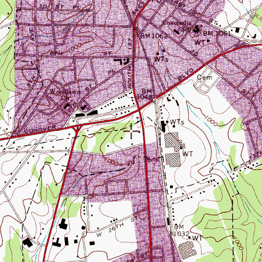 Topographic Map of Catawba Village Shopping Center, NC
