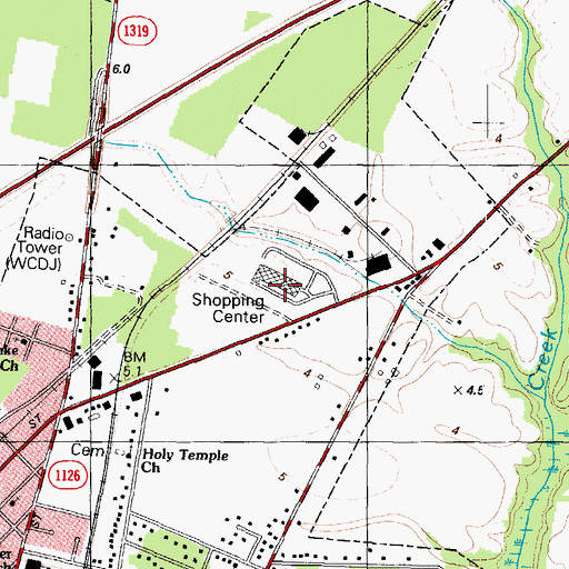 Topographic Map of Edenton Village Shopping Center, NC