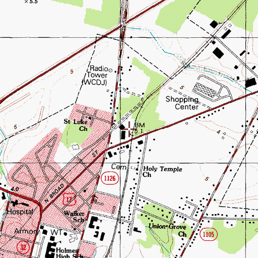 Topographic Map of Northside Shopping Center, NC