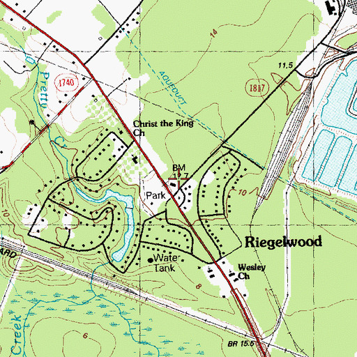 Topographic Map of Rieglewood Shopping Center, NC