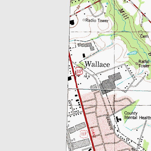 Topographic Map of Town 'N' Country Shopping Center, NC