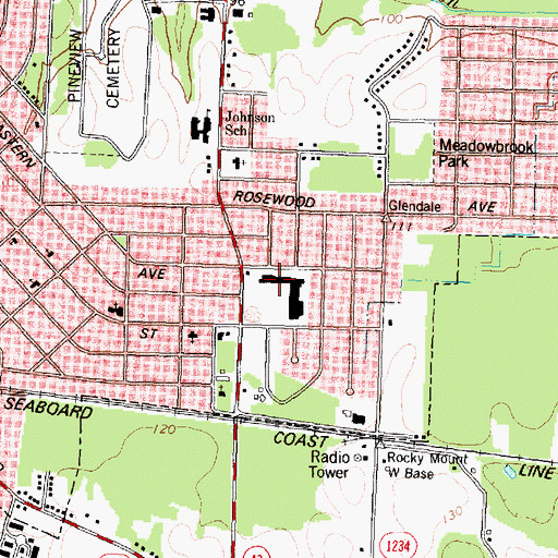 Topographic Map of Edgecombe Park Shopping Center, NC