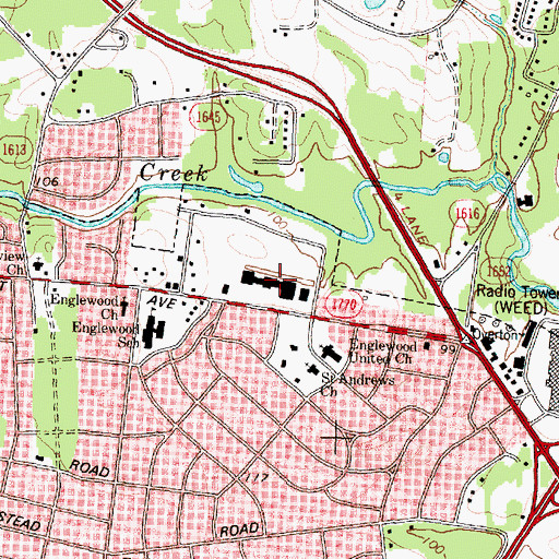 Topographic Map of Englewood Square Shopping Center, NC