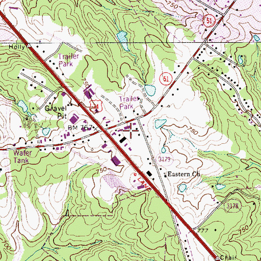 Topographic Map of Fullwood Plaza Shopping Center, NC