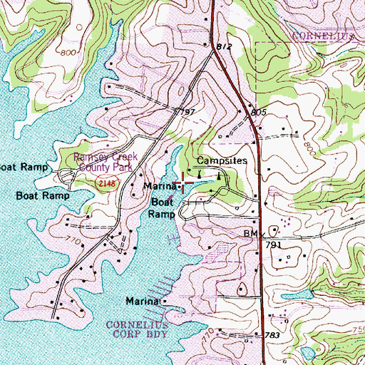 Topographic Map of Wher-Rena Marina, NC