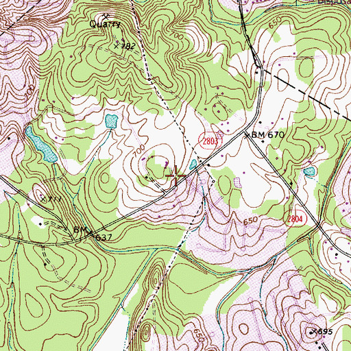 Topographic Map of Reedy Creek Elementary School, NC