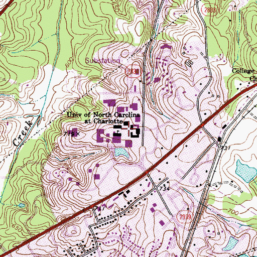 Topographic Map of Belk Tower, NC