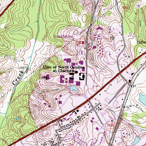 Topographic Map of J Murrey Atkins Library, NC