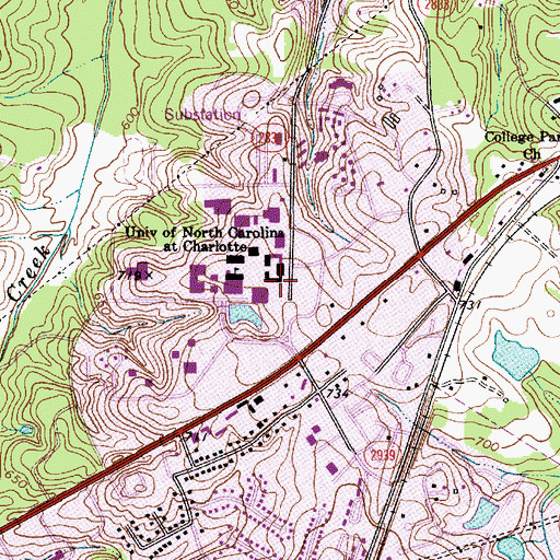 Topographic Map of Denny Building, NC