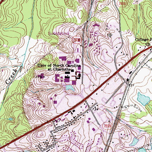 Topographic Map of Rowe Creative Arts Building, NC