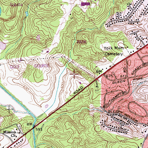 Topographic Map of York Road Community Park, NC