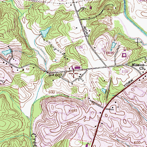 Topographic Map of Johnson Horse Farm (historical), NC