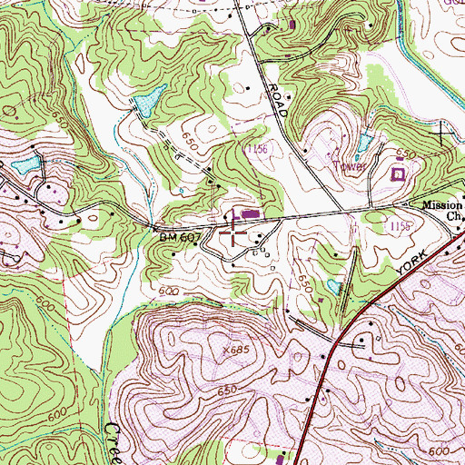 Topographic Map of Hunters Dairy Farm, NC