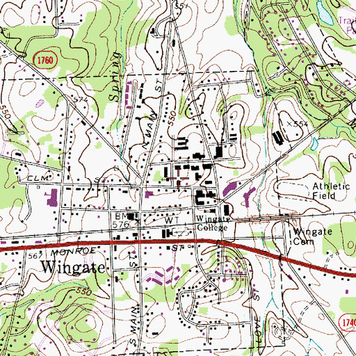 Topographic Map of Ethel K Smith Library, NC
