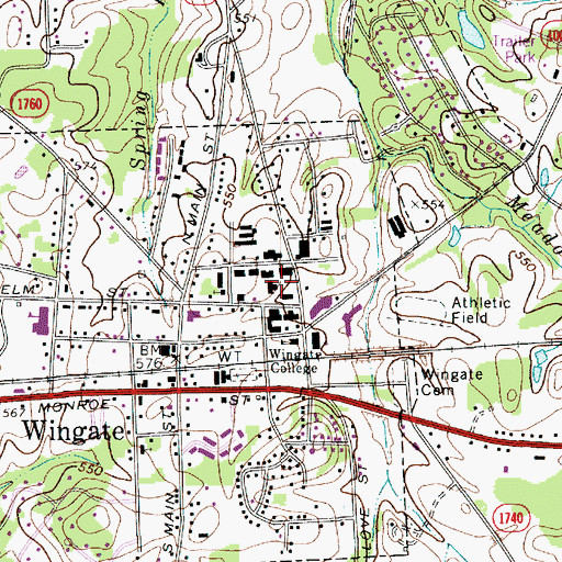 Topographic Map of Burris Hall, NC