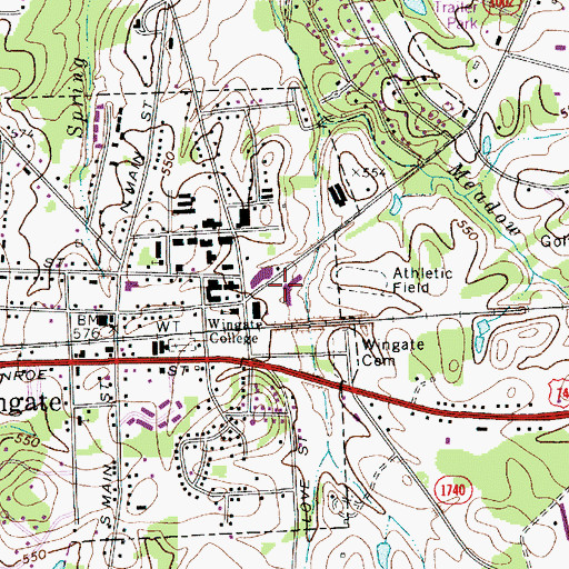 Topographic Map of Bridges Hall, NC
