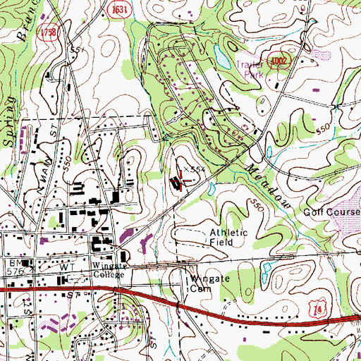 Topographic Map of Helms Hall, NC