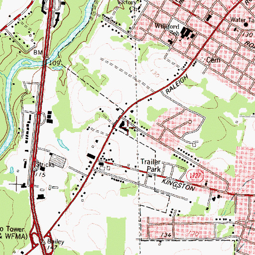 Topographic Map of Raleigh Road Shopping Center, NC