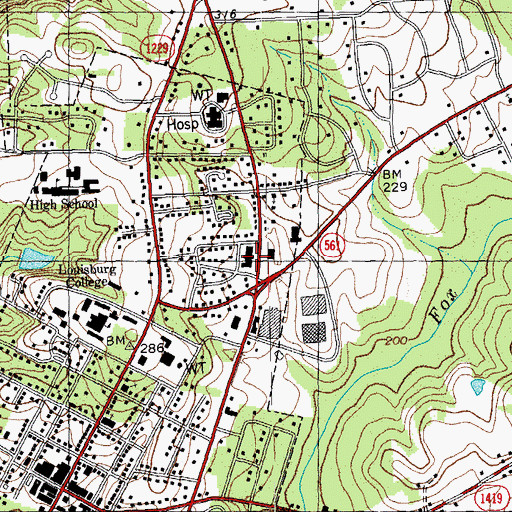 Topographic Map of Franklin Plaza, NC