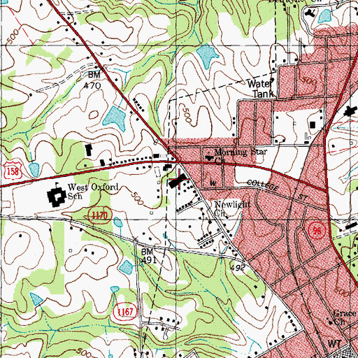 Topographic Map of Hilltop Village Shopping Center, NC